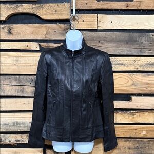 Vintage Y2K Wilsons Leather Maxima Jacket Women's Med Black Leather Biker Moto